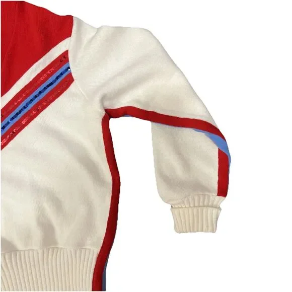 Vintage Cheer Sweater Sequins Team Mates Size S/M Red White Blue - Picture 3 of 5